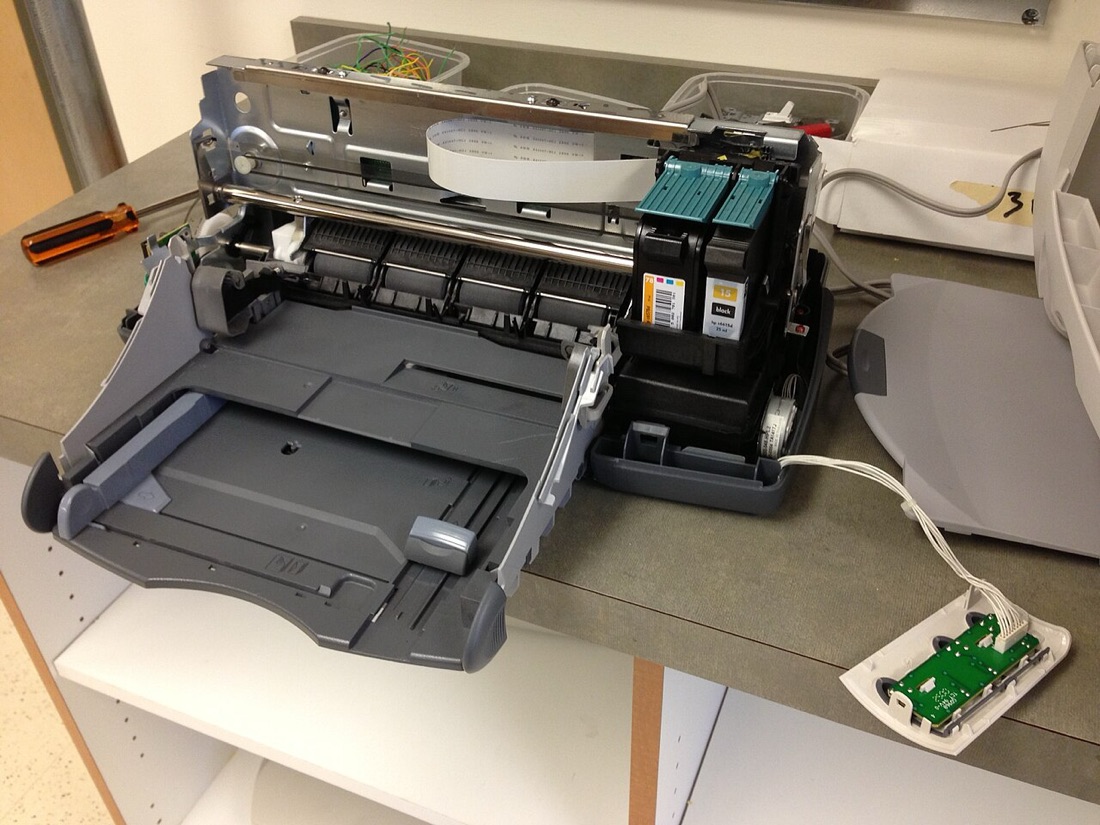 Een inkjetprinter zonder behuizing