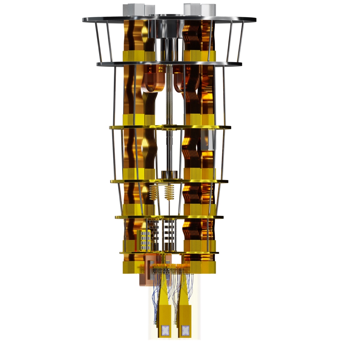 Kwantumcomputer-koelkast (dilution refrigerator), 3D-weergave